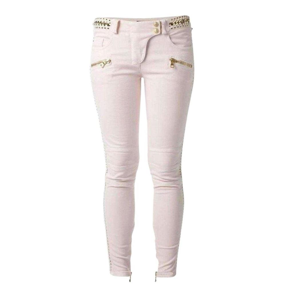 Balmain - Low Rise Lace Chains Biker Jeans - FR 40